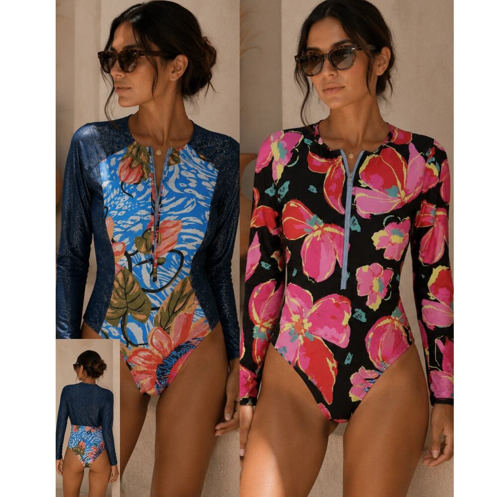 NEW Maaji Reversable Triton Rash Guard One Piece Surfsuit Full Coverage Medium - Picture 3 of 12